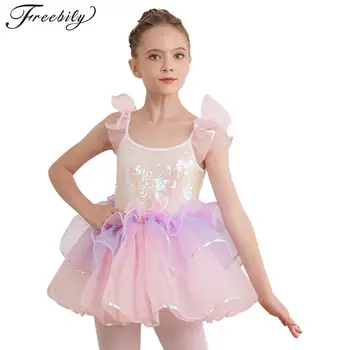 Otroci Dekleta Balet Tutu Obleko Ogrlicom Rokav Tiste Bowknot Stopenjski Obleke Rojstni Plesna Predstava Kostumi Ballerina