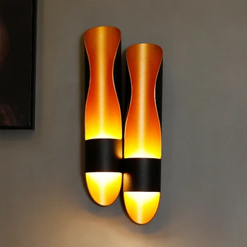 Nordijska Črno Zlato, ustvarjalne LED Stenske Svetilke za Restavracijo Rov svetilko iz Aluminija Cevi, enojna, Dvojna, glave spalnica Dekor Stenske Luči