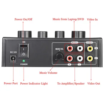 Prenosni Dvojni Mic Vhodi Audio Zvočni Mešalnik Za Ojačevalniki In Mikrofon Karaoke Ok Mešalnik