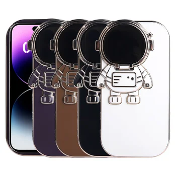 Astronavt barva galvanizacijo Primeru Telefon Za iPhone 14 Plus XR 11 12 13 Pro Max Silikonski Primerih Pokrov z imetnik