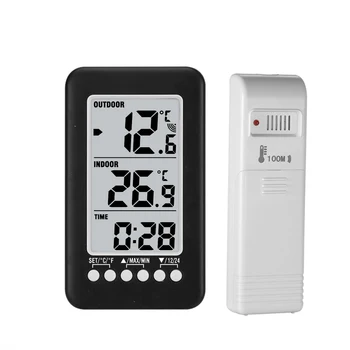 LCD ℃/℉ Digitalne Brezžične Notranji/Zunanji Termometer Ura Temperatura Metrov Z Oddajnikom