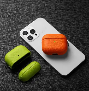 Pravega Usnja Primeru za Airpods pro2 Pebbled Slušalke Zajema Ročno Usnje Bluetooth Slušalke Zaščitna Primeru Znotraj Zgrinjati