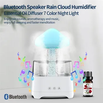 Smart BT zvočnik vlažilnik kaplja vode gob oblaku dež aromaterapija eterično olje difuzor