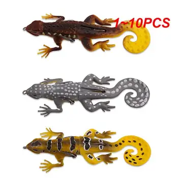 1~10PCS Ponaredek Vabe Silikonski Simulacije Gecko Mehke Vabe Napad Blackfish Ponaredek Vabe, S Tri Kavljem Blaga Za Ribolov