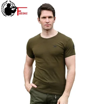 Majica Vojaške 2023 Poletje Slim Fit Barva Vojak Tshirt za Moške Bombaž Elastična Vojske Slog Priložnostne Moška T-shirt Zelena Kaki