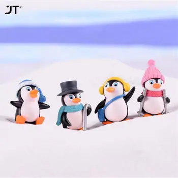 4pcs/set DIY Obrti Mini Zimski Pingvin Miniaturne Figurice Božič Številke Za Pravljice Vrt Gnomes Moss Terariji Dekoracijo