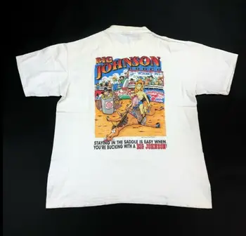 NOVO!! Vintage Big Johnson Rodeo Oneita Belo Bombažno Majico, Made in USA