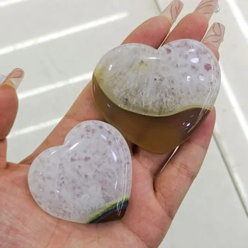 1pc Naravnih Agate Kristalni Kamen Carving Srce Oblika Zdravljenja Počil Quartz Reiki Ljubezen Dekor