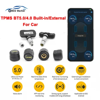 TPMS BT-brezžični 5.0 Auto Tlaka v Pnevmatikah Alarmni sistem Senzor Za motorno kolo Avto tpms TMPS moto Android/IOS Pnevmatike Sistema za Spremljanje