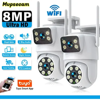 Dvojno Objektiv 360º Wifi Kamera IP66 Varnostno Zaščito 8MP 4K Brezžični Prostem Človeško Zaznavanje Tuya Smart HD Video Nadzor PTZ