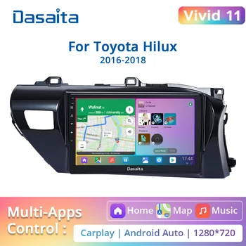 Dasaita Živo Za Toyota Hilux 2016 2017 2018 Avtomobilski stereo sistem Apple Carplay Android Auto avto radio-Navigacijski sistem IPS GPS RP 1280*720