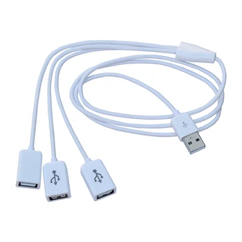 Bela barva 1m USB2.0 Moški do 3 Vrata USB Ženski Adapter Y Razdelilnik Kabel za Polnjenje