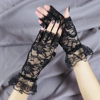 photoshoot za Ženska seksi črne čipke rokavice fotografija nohti ozadju dekorativni Dodatek elegantno lak foto rokavice