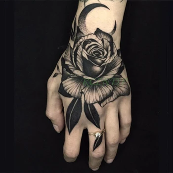 Nepremočljiva Začasni Tattoo Nalepke cvet luna Ponaredek Tatto Flash Tattoo Roko Roko srednja velikost Tetovaže art fant za Ženske, Moške
