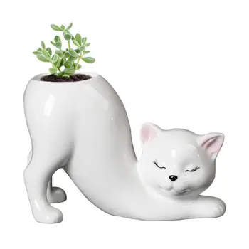 Risanke Mačka Cvetlični Lonček Vaza Luštna Mačka Rep Sočna Sajenje Pot Porcelana Cvet Vazo Vaza Dom Dekoracija Dodatna Oprema