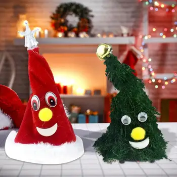 Petje Božično Drevo Električni Animirani Glasbeni Božični Klobuk Drevo Igrače Santa Kape Ornament Otroci Odrasli, Božični Party Supplies