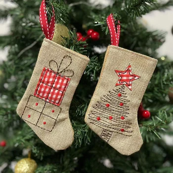 Juta Burlap Božične Nogavice Obešalnik Božično Drevo Za Obešanje Darilne Vrečke Doma Stranka Dekoracijo Dobave