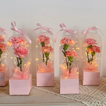 1Pc Pregleden Rose Cvet Polje Plastičnih Torto Embalaža Polje Cvetličarna Zavijanje Škatle DIY Za Poroko Valentinovo Darilo Polje