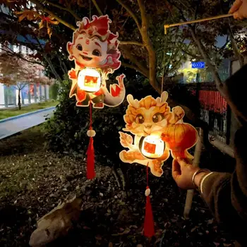 Kitajskega Kitajsko Novo Leto Diy Žareče Zmaj Luč, Komplet z Lesenim Ročaj za Praznično Dekoracijo Igrača 2024 Risanka