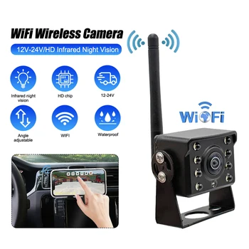 WIFI Brezžični Obračanje Fotoaparat za Tovornjake, Avtobuse 12V-24V HD Pogled od Zadaj Kamera z IR Nočno Vizijo 100m Razdalje za iOS Android