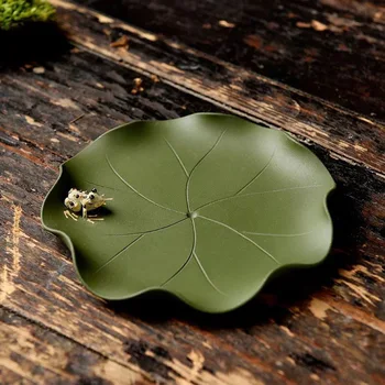 Vijolična Gline Žaba Lotus Listov Železnica Ročno Čaj Držalo Kung Fu Čaj Nastavite Dodatki, Keramični Čaj Pet Čaj Pladenj Za Dekoracijo
