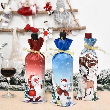 Novo Leto, Santa Claus Elk Snežaka, Vina, Steklenica Prahu Kritje Šampanjec Steklenico Kritje Božični Okraski Za Domačo Mizo