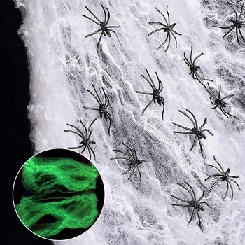 Nove Umetne Spider Web Halloween Dekoracijo Bela Stretch Spider Web Grozljivka Hiša Dom Dekor Opremo Scene, Rekvizitov, Okras