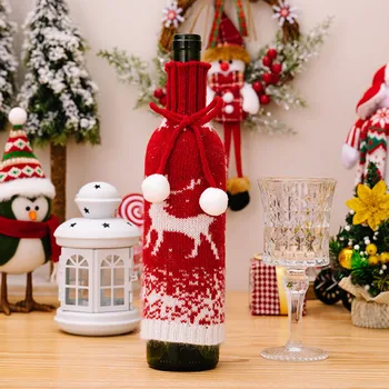 Božič Vina, Steklenico Kritje Santa Claus Vina, Steklenico Rokav Snežaka, Pletena Steklenica Za Vino Pulover Božič Okraski Za Dom