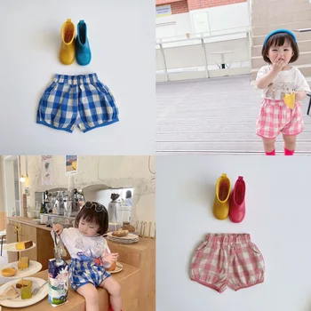 Otroška Oblačila za Poletje Otroci Kariran Hlače korejski Slog Dekleta Bombaž Vroče Hlače Otrok Srčkan Outwear za 6M-7T