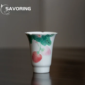 40ml Underglaze Barvo, Ročno poslikano Jagoda Čaj Pokal Ročno Carving Čaj Skledo, Kitajski Čaj, Set Master Cup Drinkware Dobave