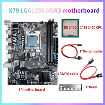 X79 Matično ploščo Računalnika Kit+E5 2420 CPU+Switch Kabel+SATA Kabel+Ploščo LGA1356 DDR3 REG ECC RAM Režo M. 2 NVME SATA3.0