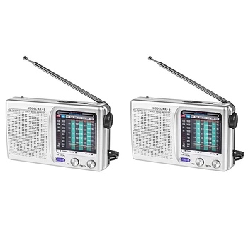 VZPON-2X AM/FM/SW Prenosni Radio deluje v Zaprtih prostorih, na Prostem & Uporabo v Sili Radio Z Zvočniki & Slušalke,Silver